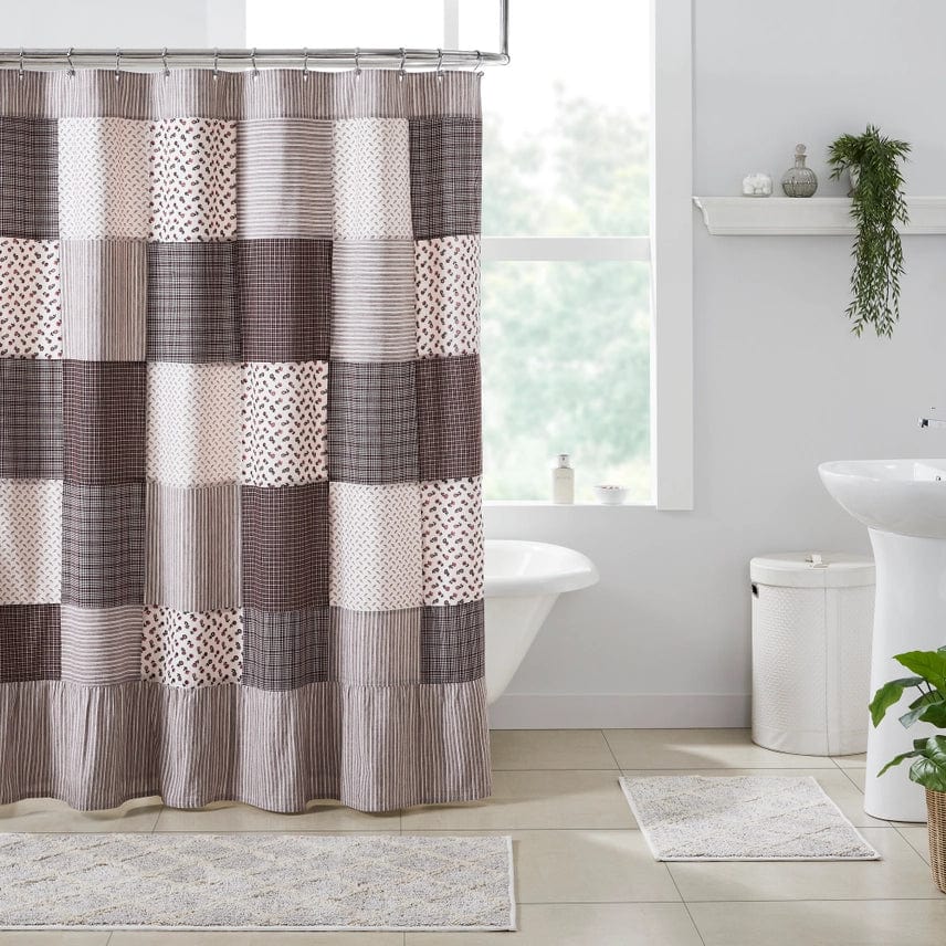 Florette Patchwork Ruffled Shower Curtain French Country Charm、mySite、g9winljtr