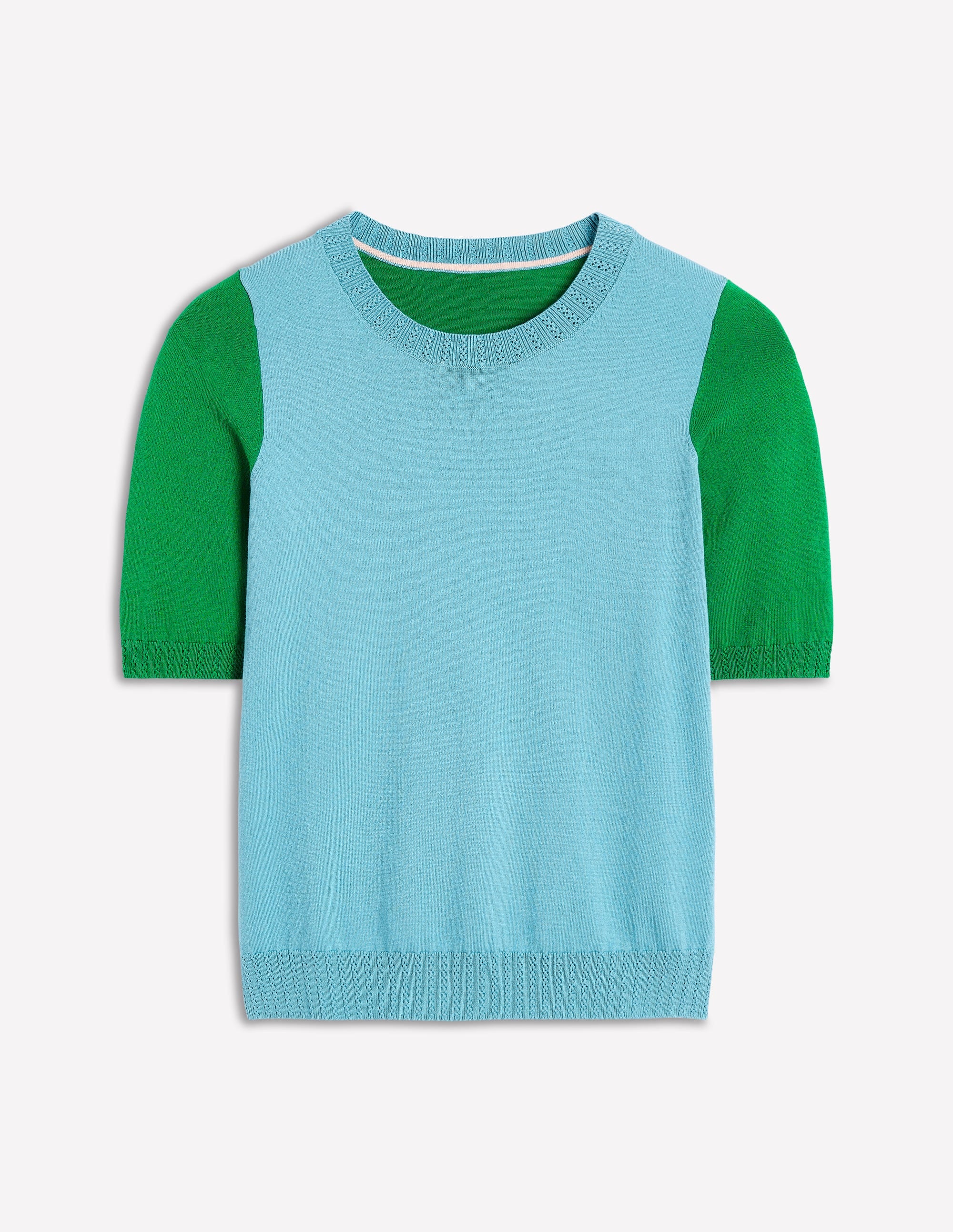  Emilia Cotton Crew T-shirt-Duck Egg Blue / Rich Emerald、mySite、ashleygrahame