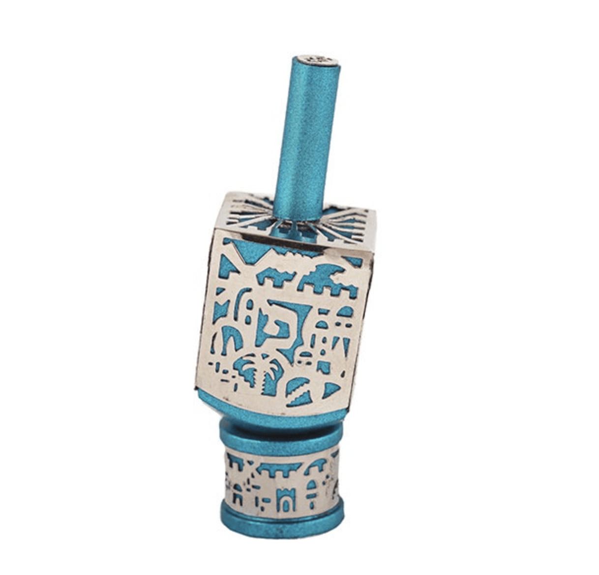 Small Metal Cutout of Jerusalem Dreidel by Yair Emanuel - Turquoise、mySite、topwebapps