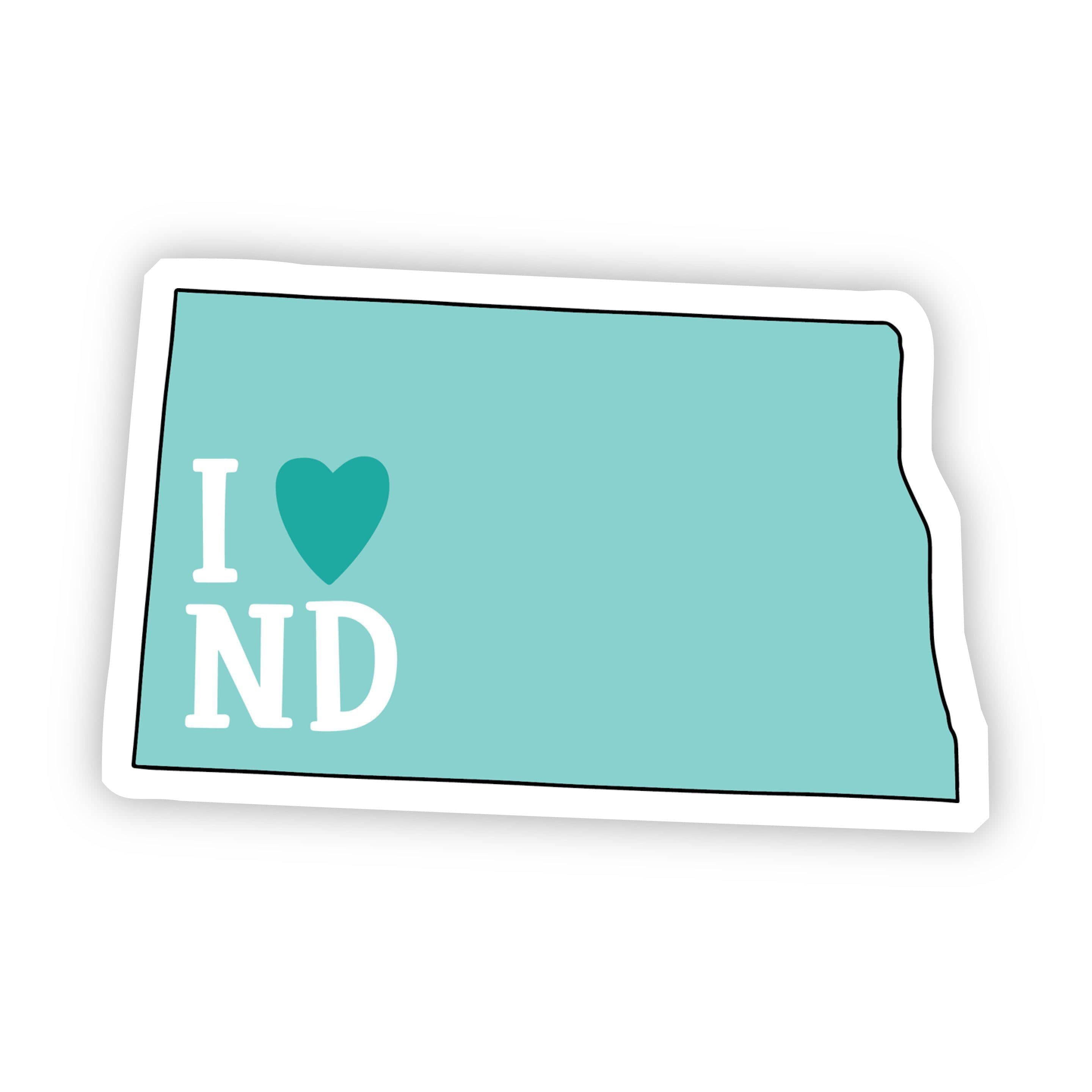  I Love North Dakota Teal Sticker、mySite、elrpsem3k