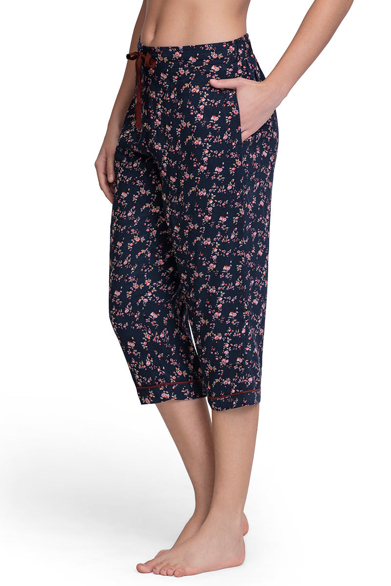  Capri Length Pyjama Bottom - Floral Pr Navy、mySite、justintrudeaud