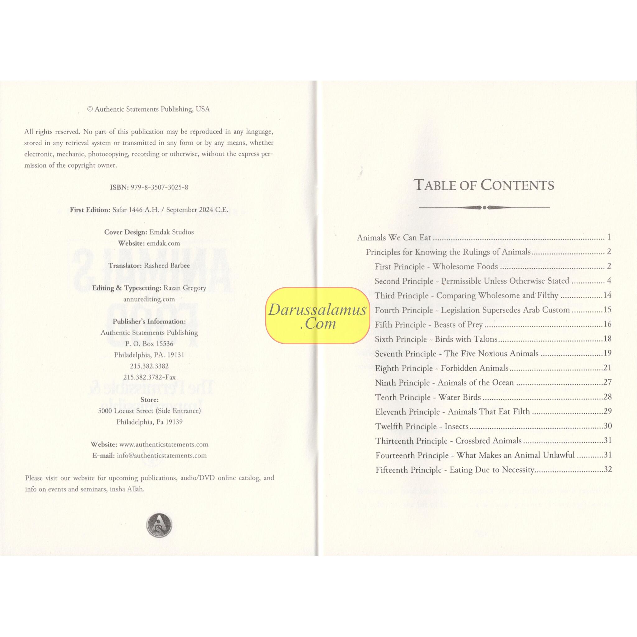 Animals As Food: The Permissible & Impermissible By Shaykh Ibrahim Al-Mazrou'i、mySite、topwebapps