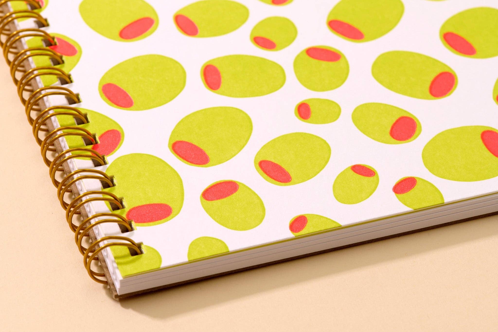 And Here We Are - Olives Letterpress Spiral Notebook - Made in USA、mySite、garagedoors4me