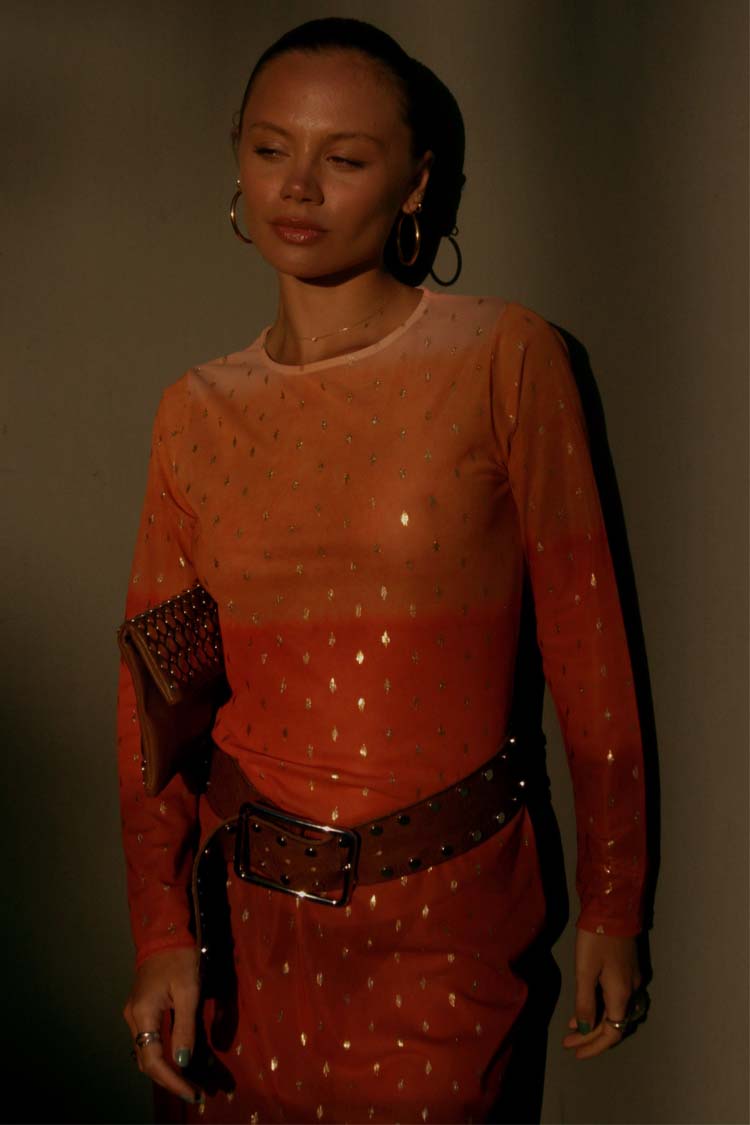 Orange Sunset Mesh Dress Petite、mySite、solidvoid