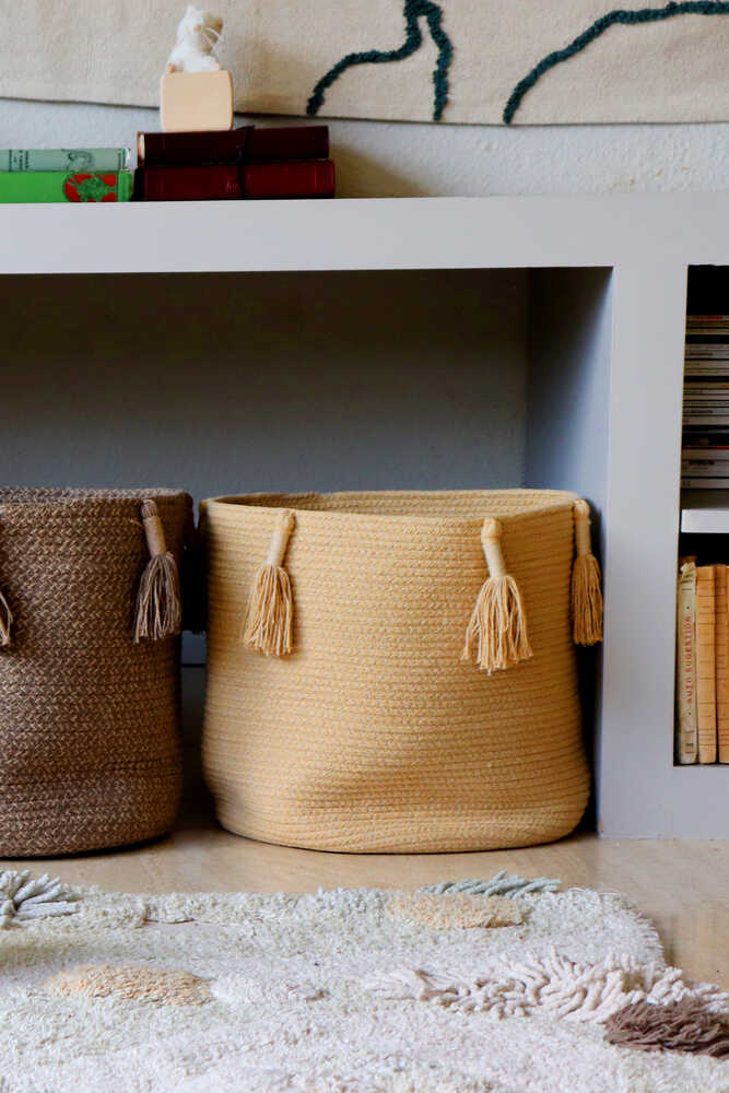 STORAGE BASKET FRINGES WOODY HONEY、mySite、gigharbornorthrealestate