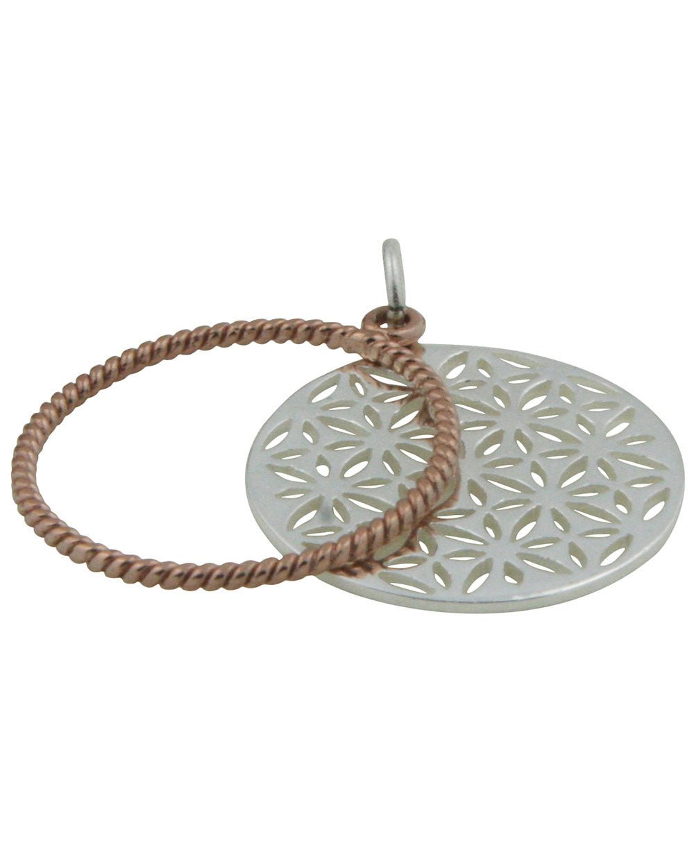 Flower of Life Rose Gold Halo Pendant, Sterling Silver、mySite、topwebapps