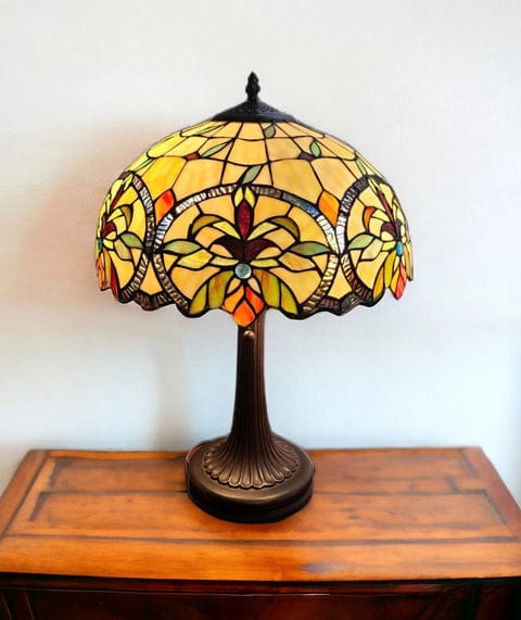 23 Stained Glass Two Light Jeweled Floral Table Lamp、mySite、g9winljtr