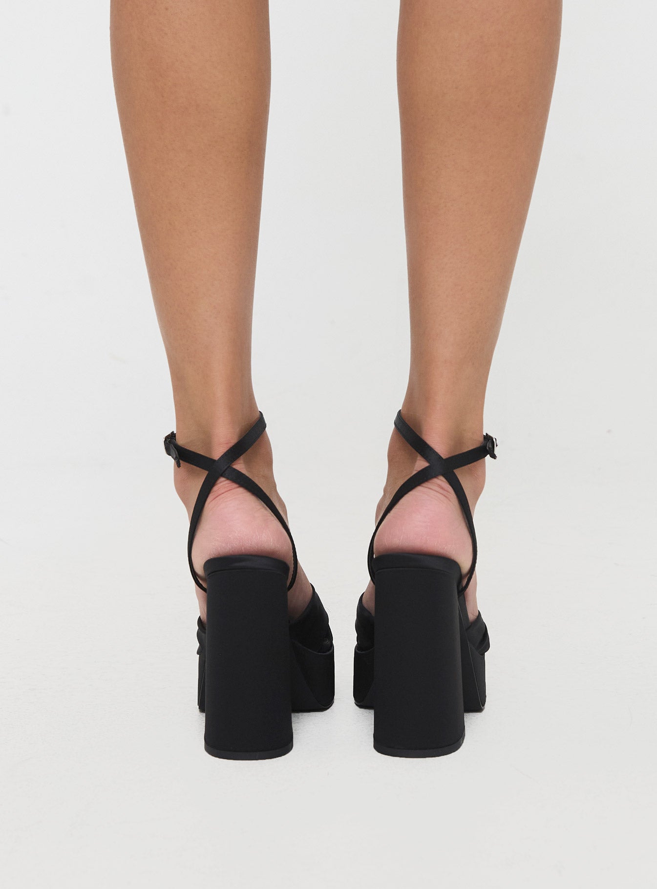 Everlasting Satin Platform Heels Black、mySite、solidvoid