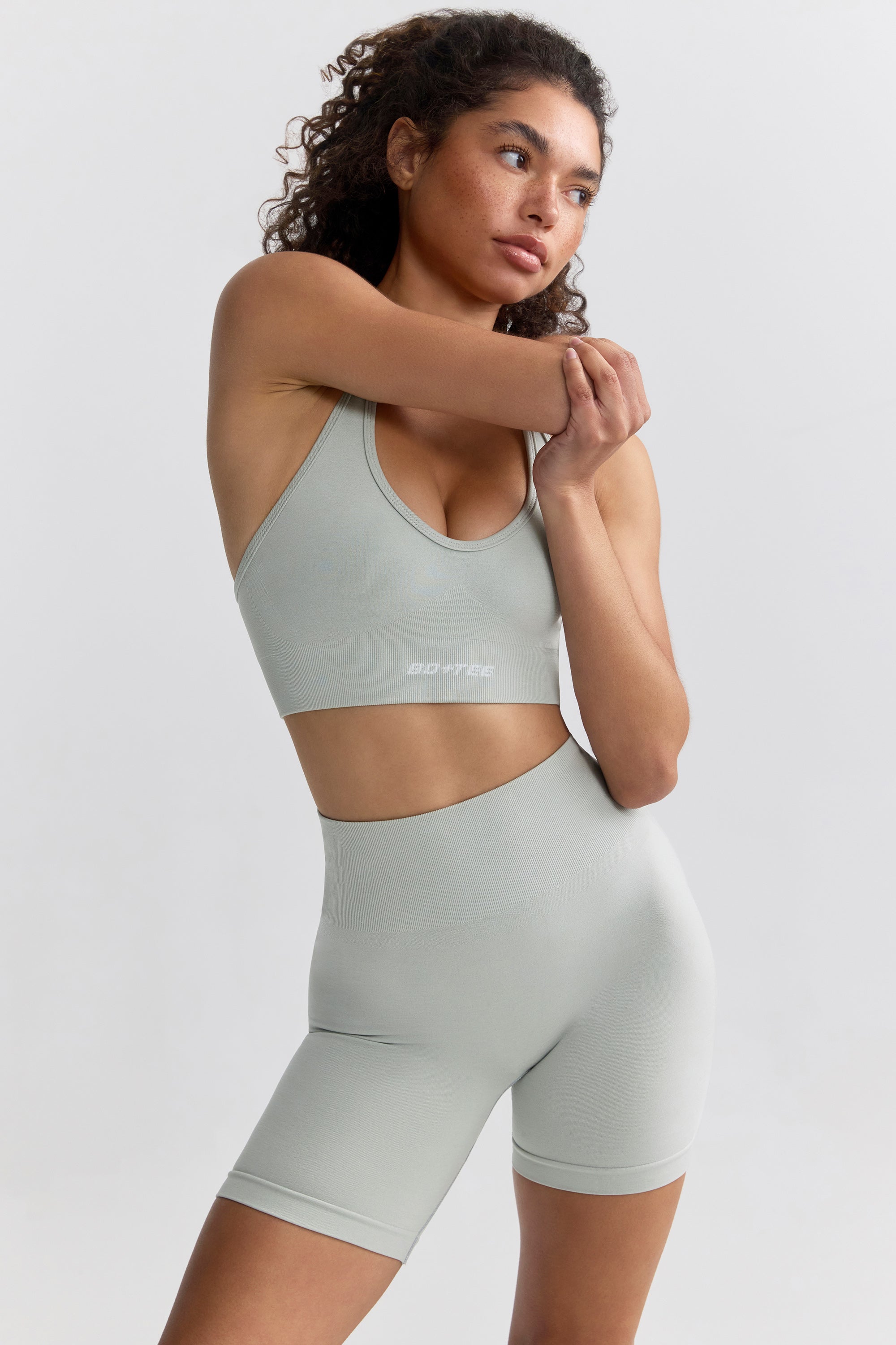 Define Luxe High-Waist Biker Shorts in Fog、mySite、solidvoid