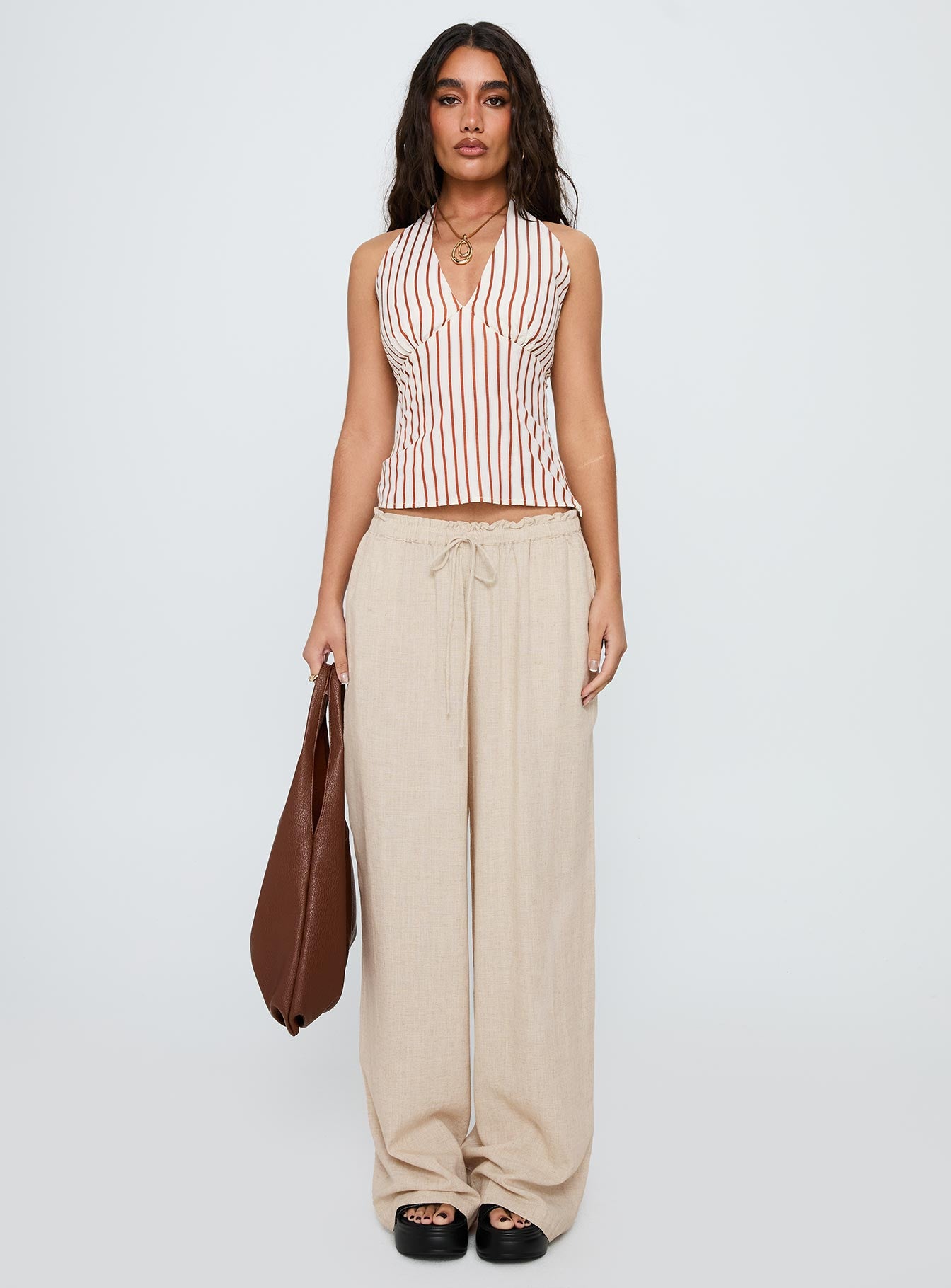 Seascape Oversize Tie Pants Natural、mySite、solidvoid