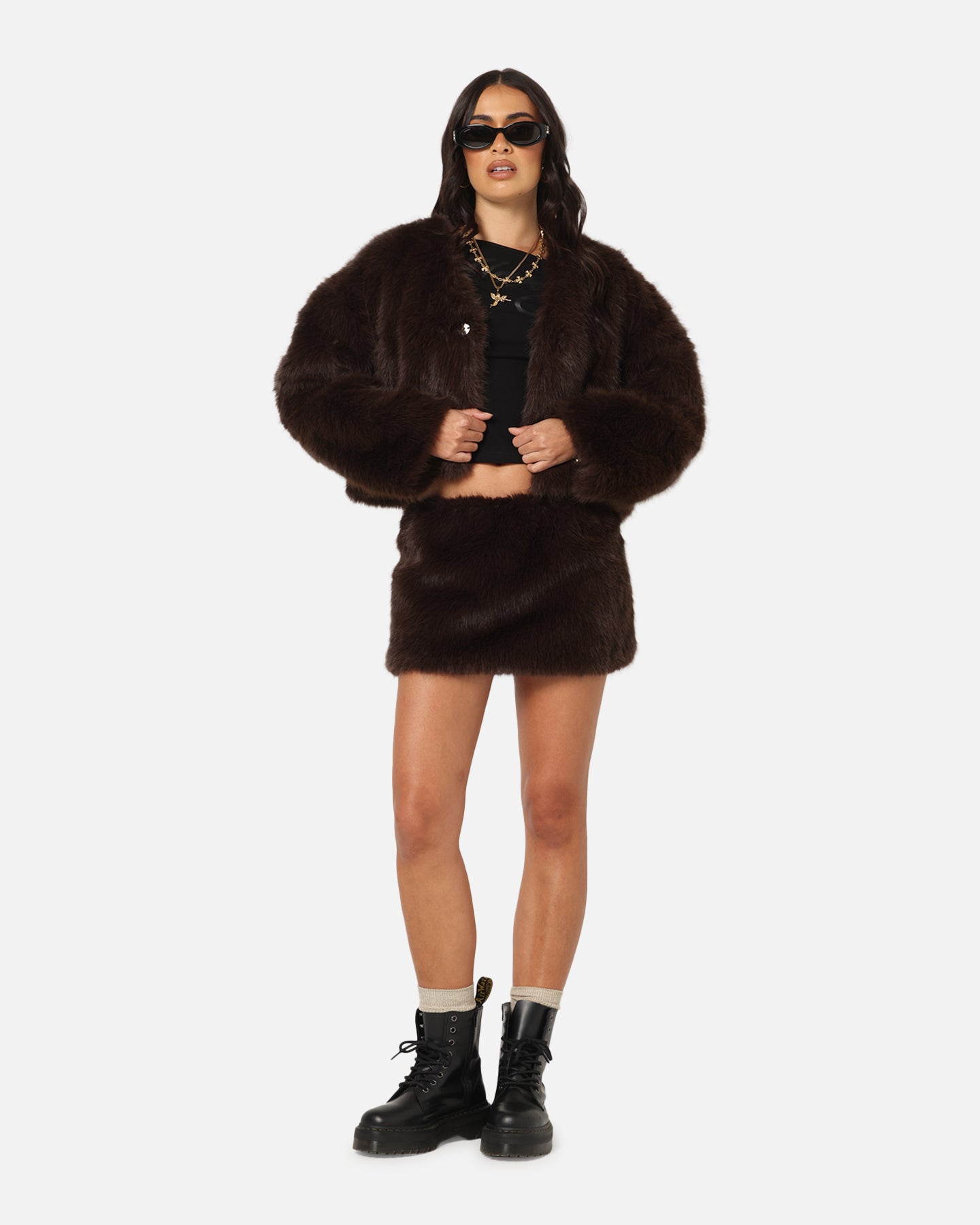 Ed Hardy Women's Faux Fur Jacket Brown、mySite、zt4zffjzw