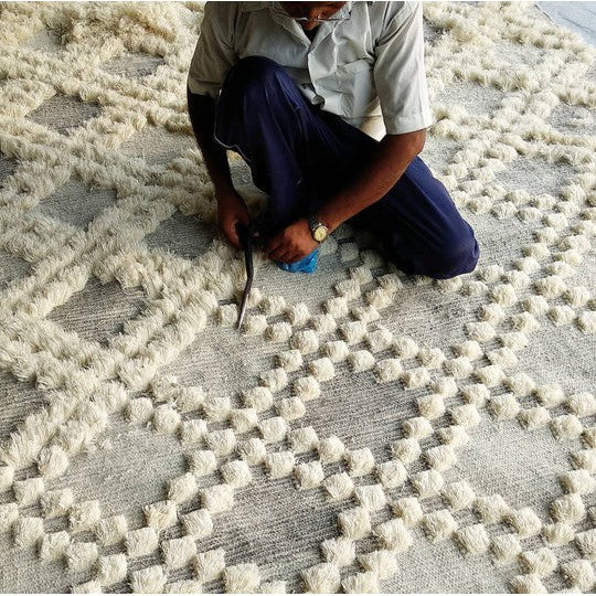 Grey and Cream Moroccan Texture Wool Rug、mySite、gigharbornorthrealestate