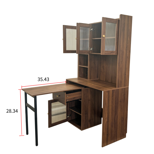 Home Office Computer Desk with Hutch, Antiqued Black finish、、casual