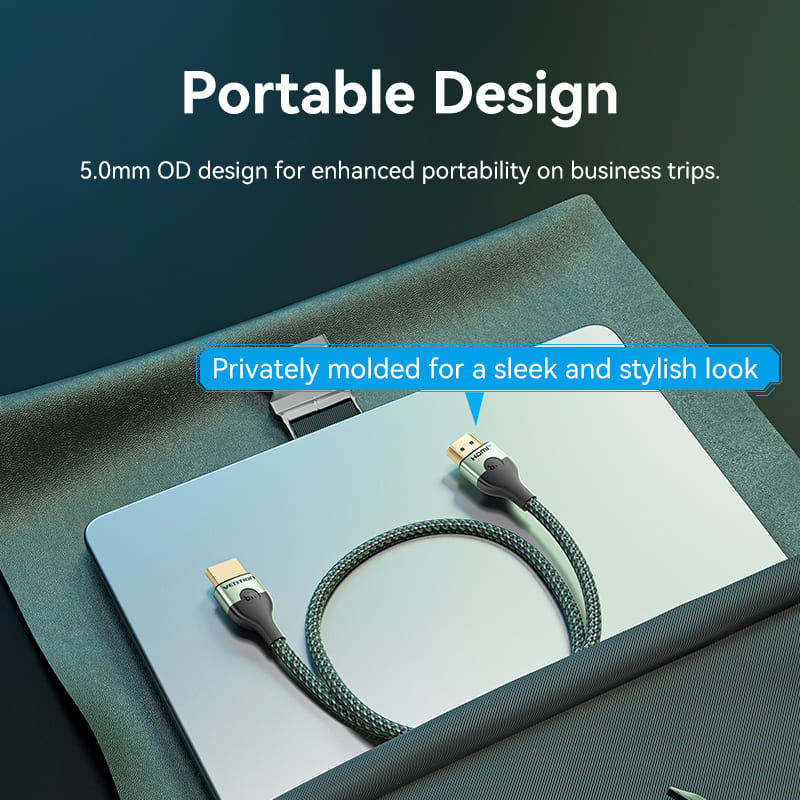Vention Cotton Braided Ultra Thin HDMI-A Male to Male HD Cable 8K Green Aluminum Alloy Type、mySite、fannypackpong