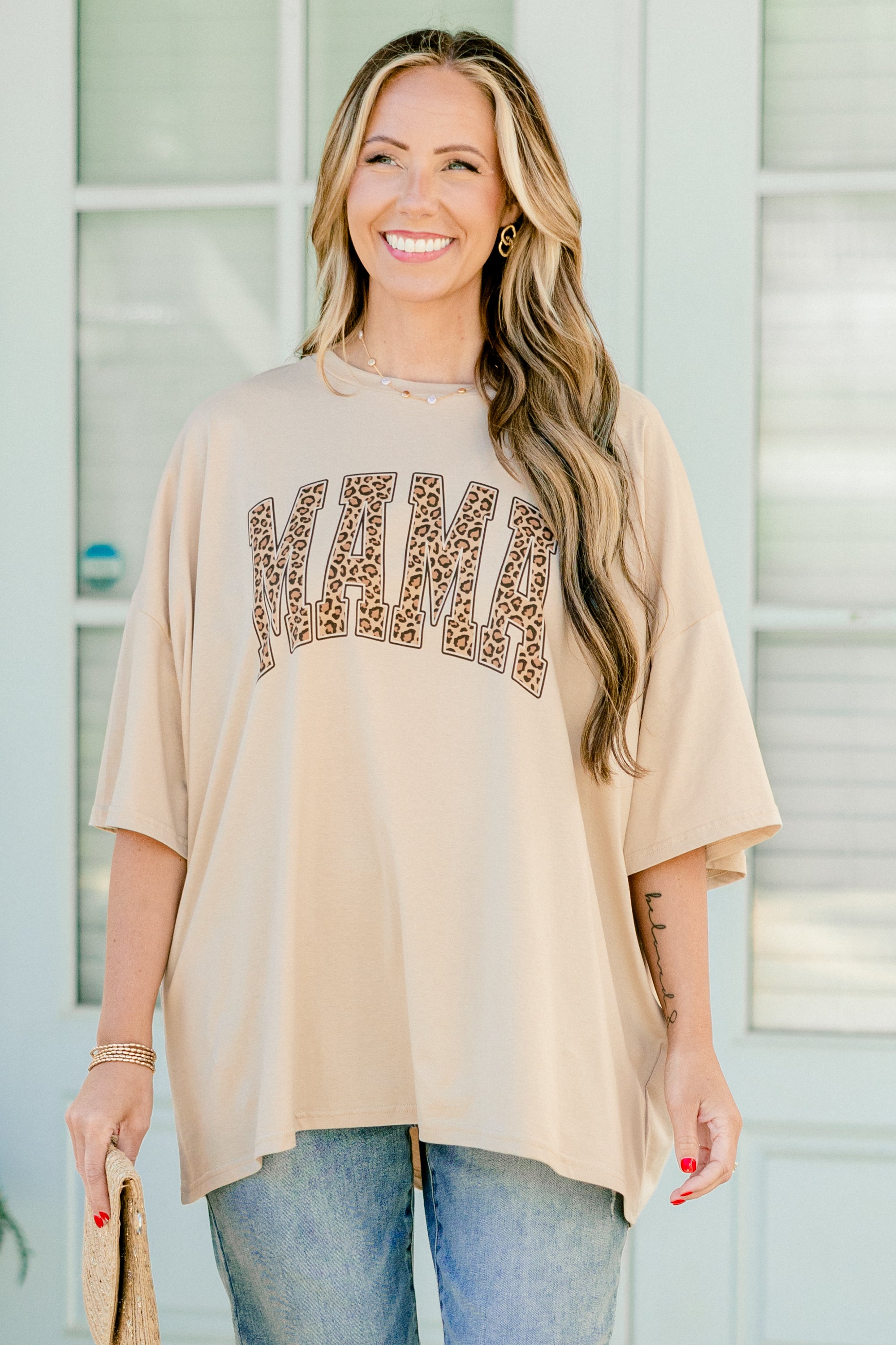  Leopard Mom Boyfriend Tee, Light Mocha、mySite、justintrudeaud