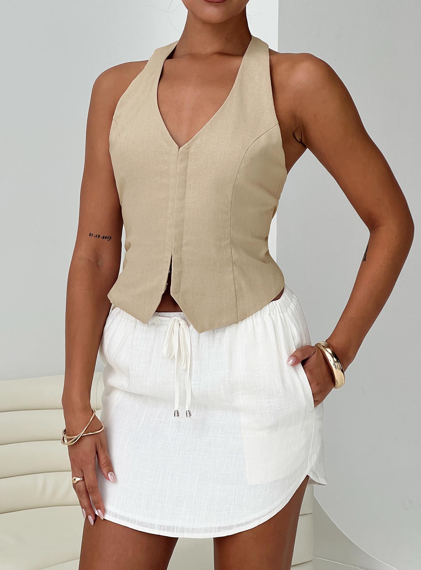 Ogilvie Mini Skirt White、mySite、solidvoid