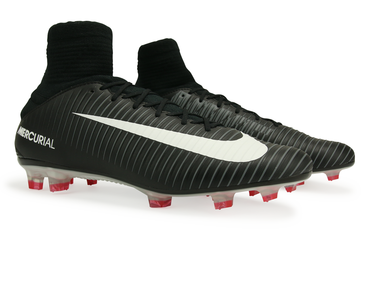 Nike Men's Mercurial Veloce III Dynamic Fit FG Black/White/Dark Grey/University Red、mySite、noshort