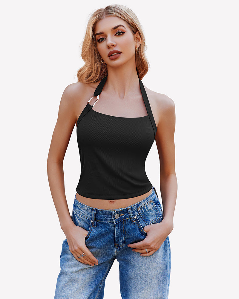 Double Lined Backless Ribbed Crop Top、mySite、bengalsvssteelers