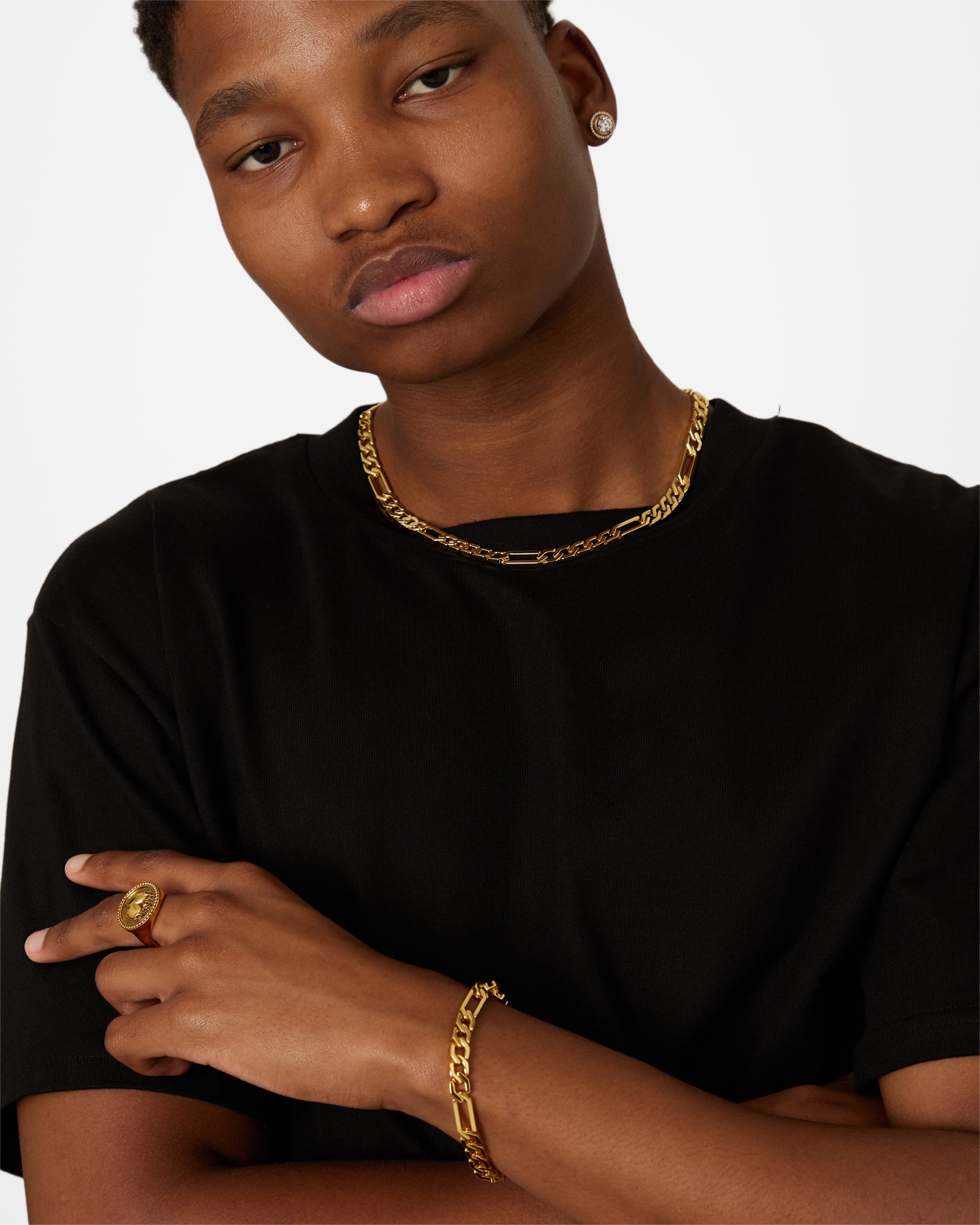 NXS Sharp Cut Figaro Chain Gold、mySite、zt4zffjzw