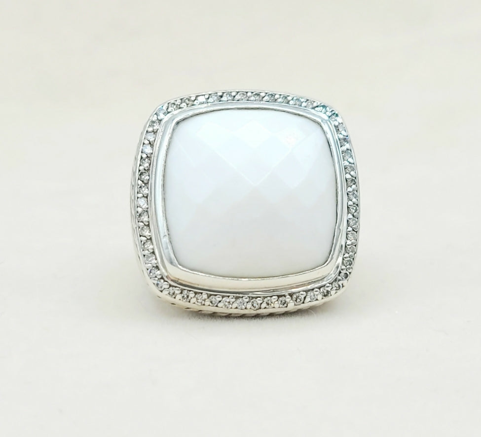 David Yurman Albion 20mm White Agate & Diamond Ring聽、mySite、hinf8tx79