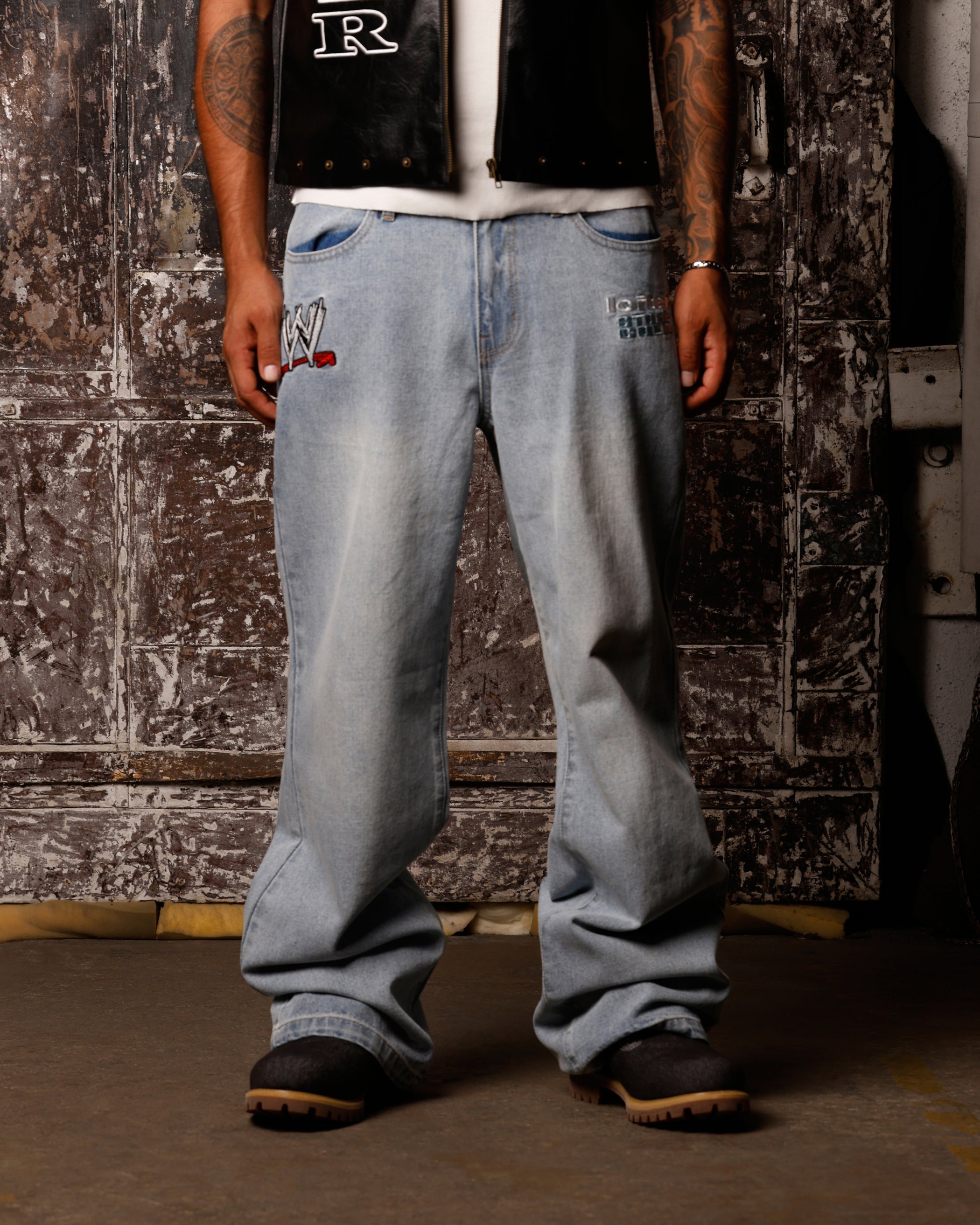 Loiter X WWE Stone Cold Washed Jeans Vintage Blue Wash、mySite、zt4zffjzw