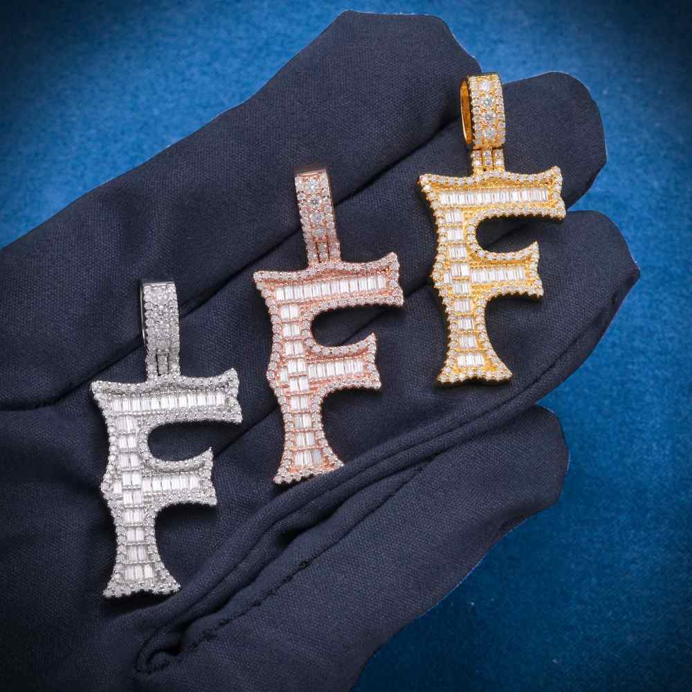 Moissanite Baguette Letter F Pendant、mySite、hinf8tx79