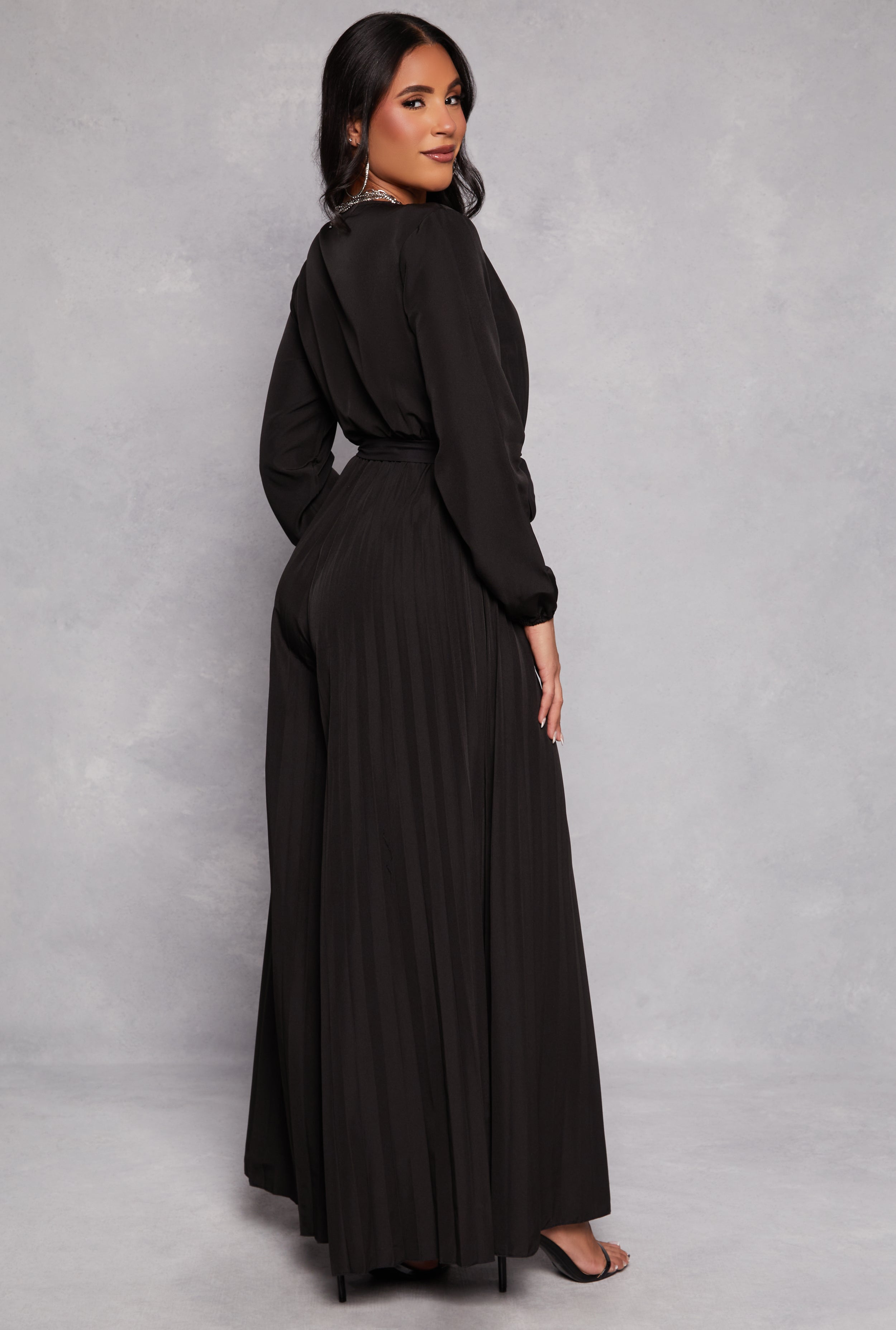 Pleated Wide Leg Faux Wrap Jumpsuit、mySite、camillekostekn