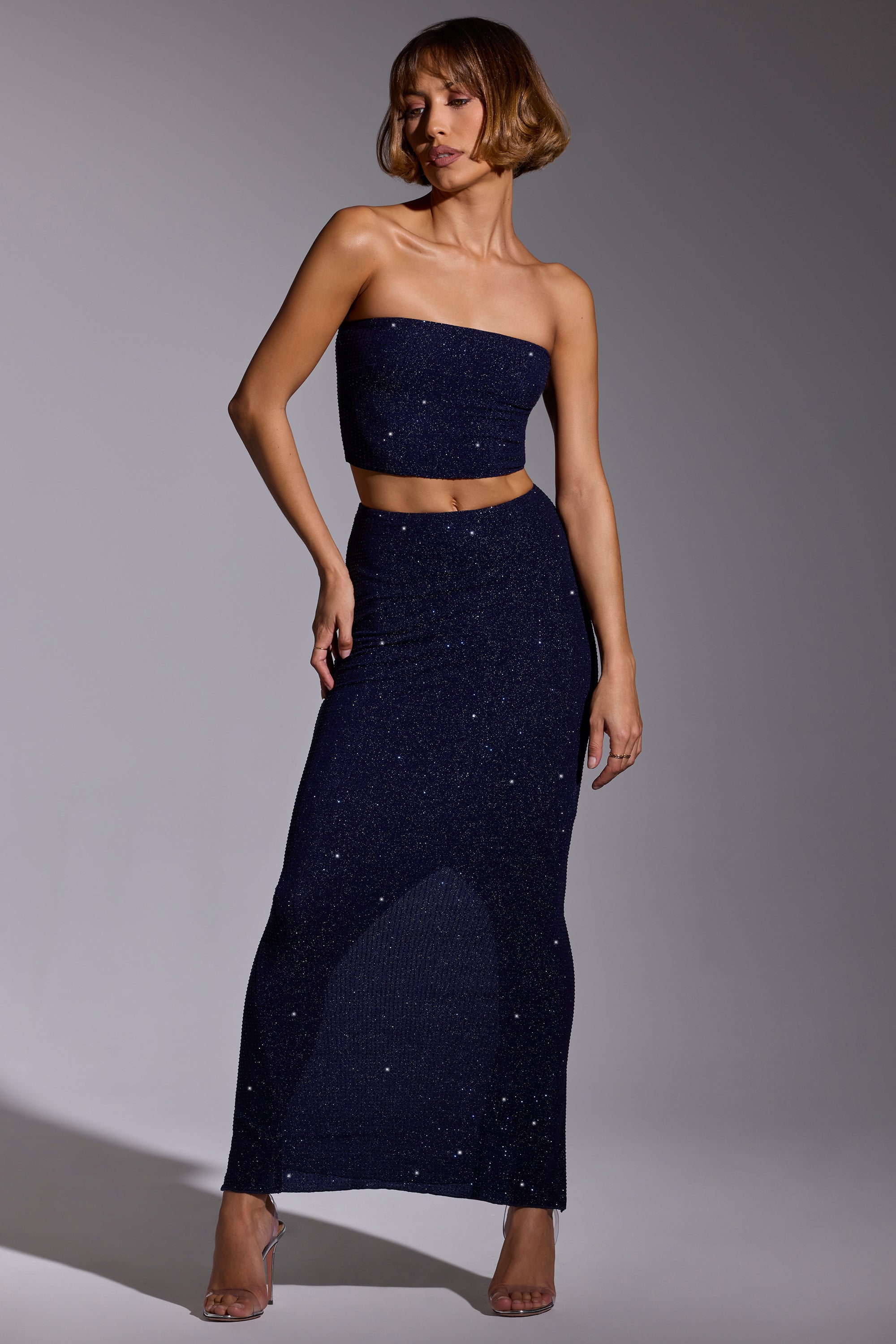 Embellished Mid Rise Gown Skirt in Royal Indigo、mySite、solidvoid