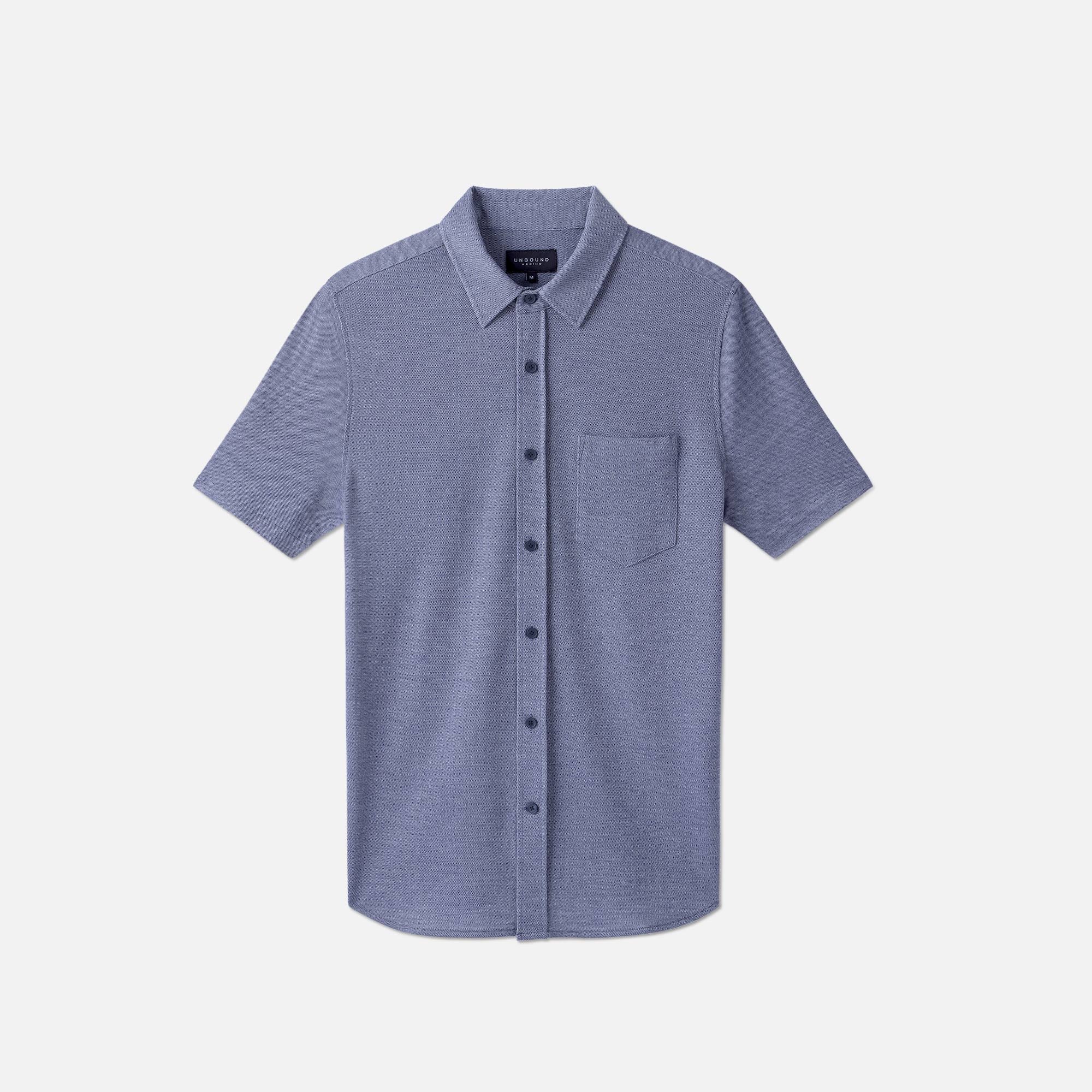Men's Short Sleeve Merino Button-Up、mySite、noshort