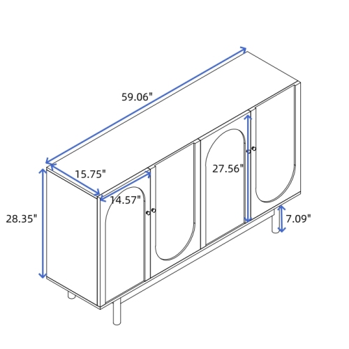 70.07"Large Size 4 Door Cabinet, Suitable For Living Room, Kitchen, Bedroom, Corridor (Champagne)、、xpatfood