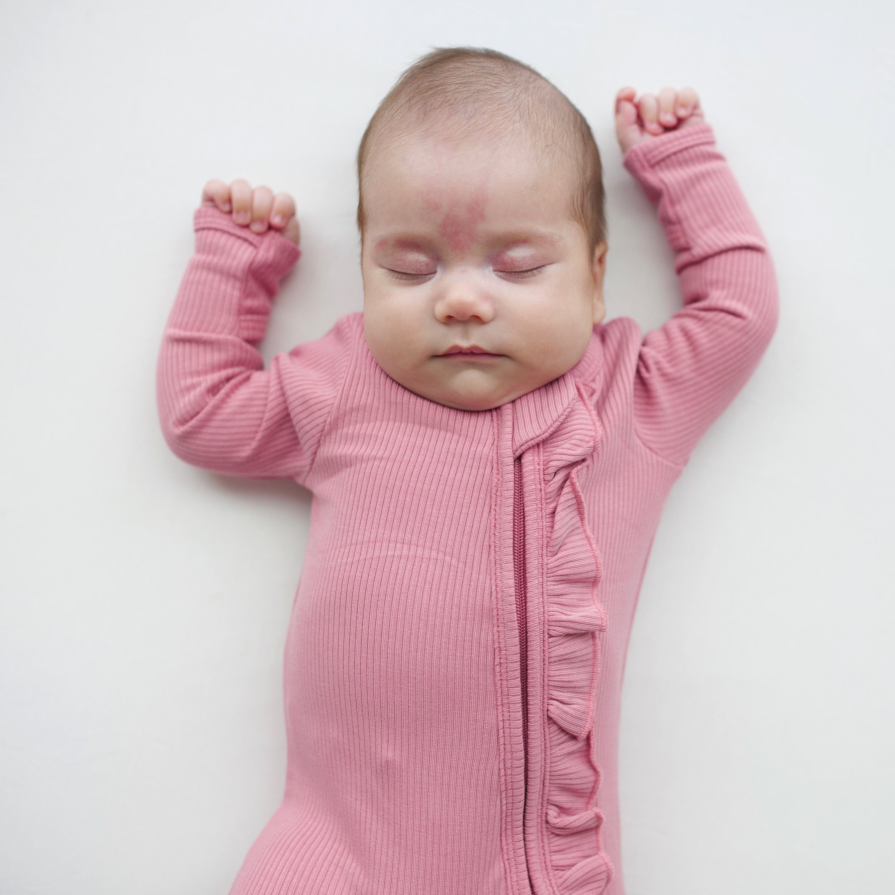  Ribbed Ruffle Zipper Romper in Apple Blossom、mySite、layawaytickets