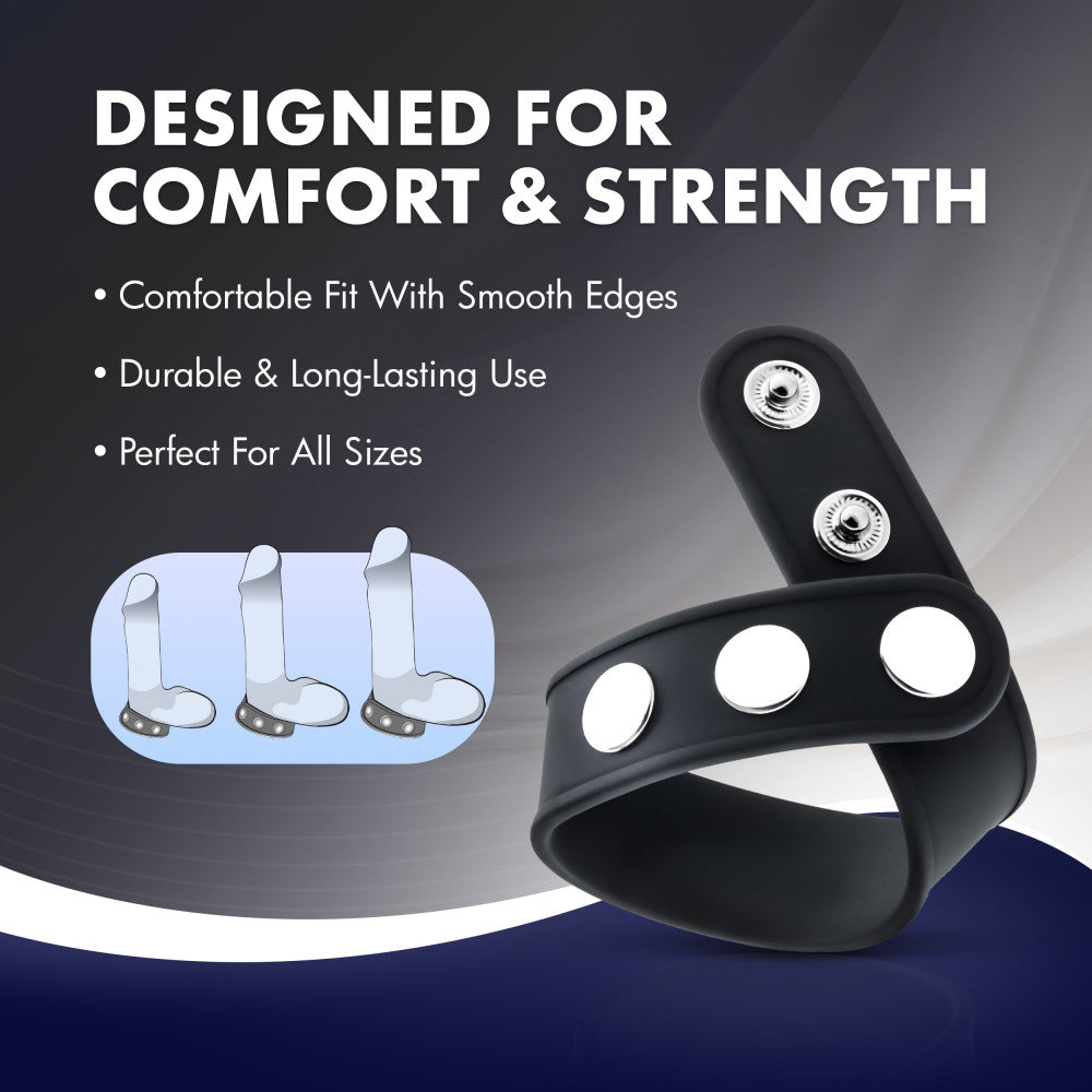 Performance By Blush® | VS5: Black Silicone 3-Snap Penis Strap、mySite、bottomscart