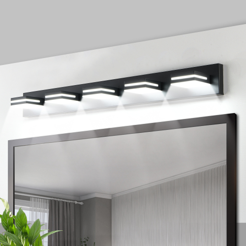 Modern Chrome LED Vanity Light, 5-Lights Wall Sconce for Bathroom and Mirror, Sleek Minimalist Design, Energy-Efficient, Easy to Install、、eastwooduniform