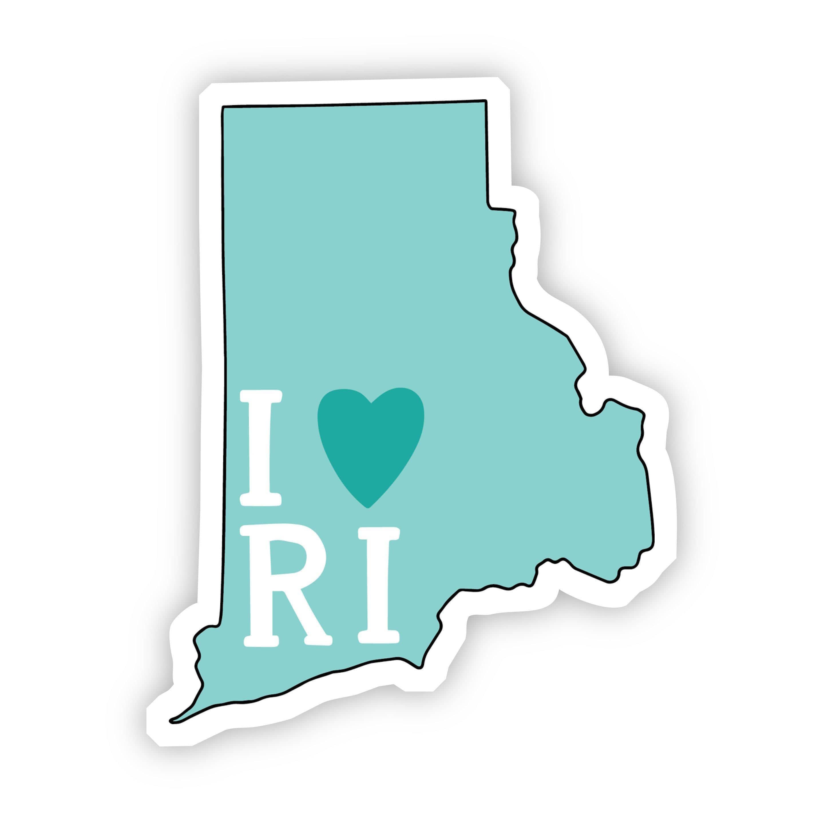  I Love Rhode Island Teal Sticker、mySite、elrpsem3k
