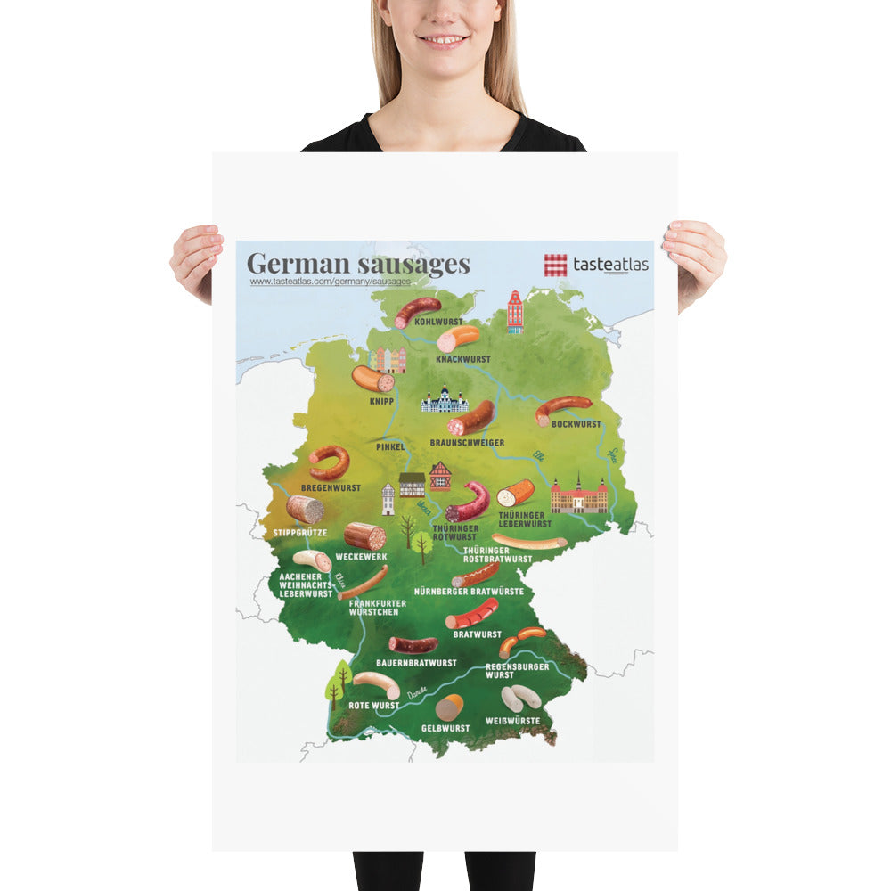 German Sausages Map Poster (in)、mySite、camillekostekn