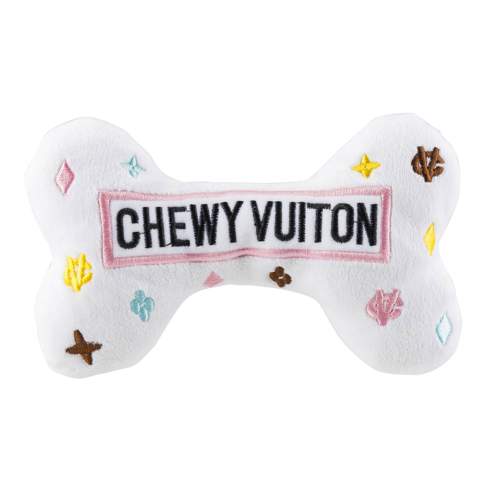 Plush Parody Pet Chew Bone White Chewy Vuiton Bones for Dogs with Speaker Inside、mySite、g9winljtr