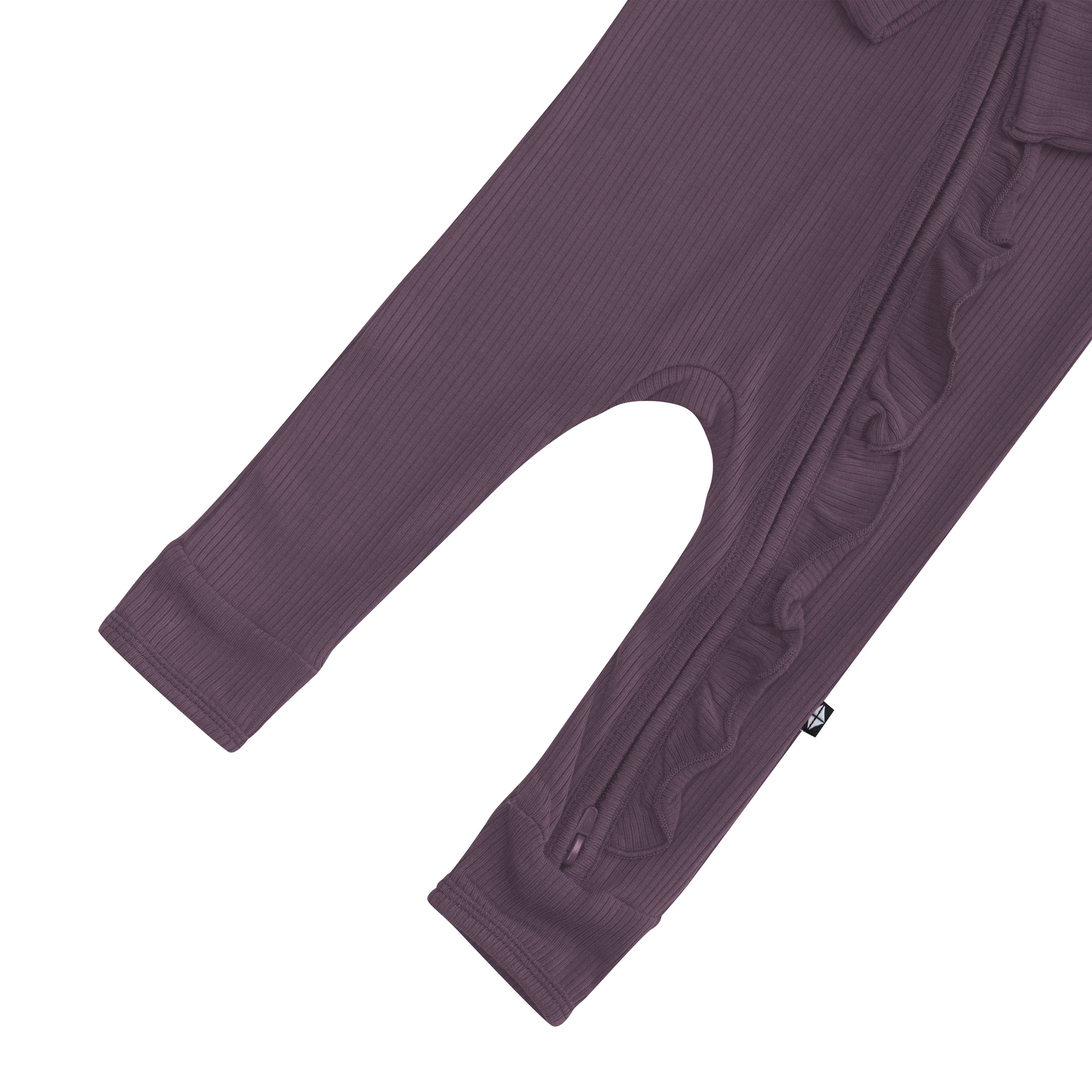  Ribbed Ruffle Zipper Romper in Currant、mySite、layawaytickets