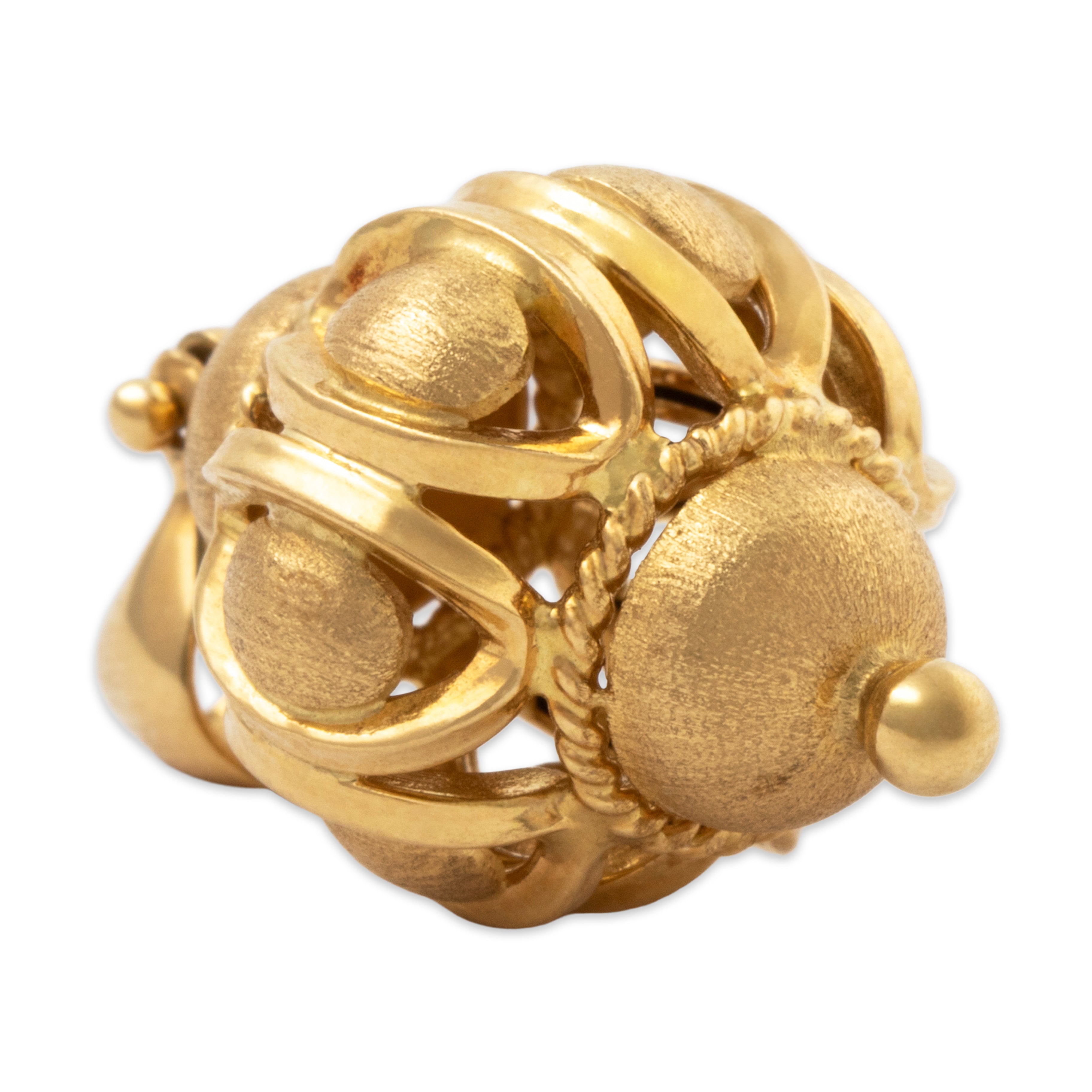 Vintage Italian 18k Yellow Gold Brushed Lantern Charm / Pendant、mySite、hinf8tx79