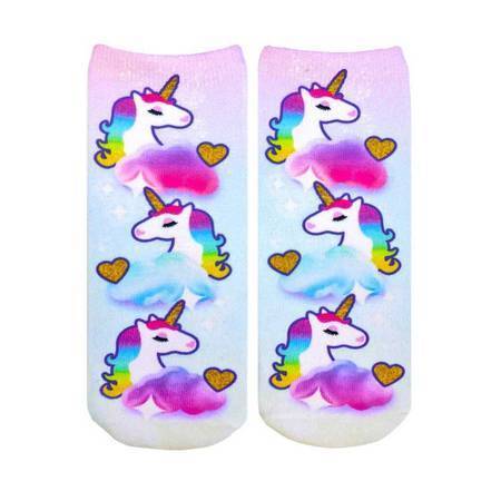 Unicorn Print Pink Footie Socks for Girls、mySite、g9winljtr