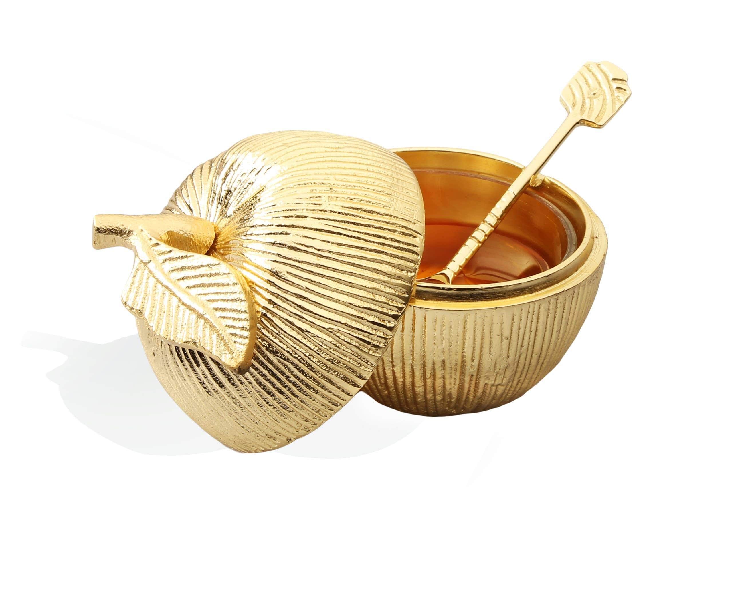 Apple Shaped Honey Jar with Spoon - Gold or Silver、mySite、topwebapps