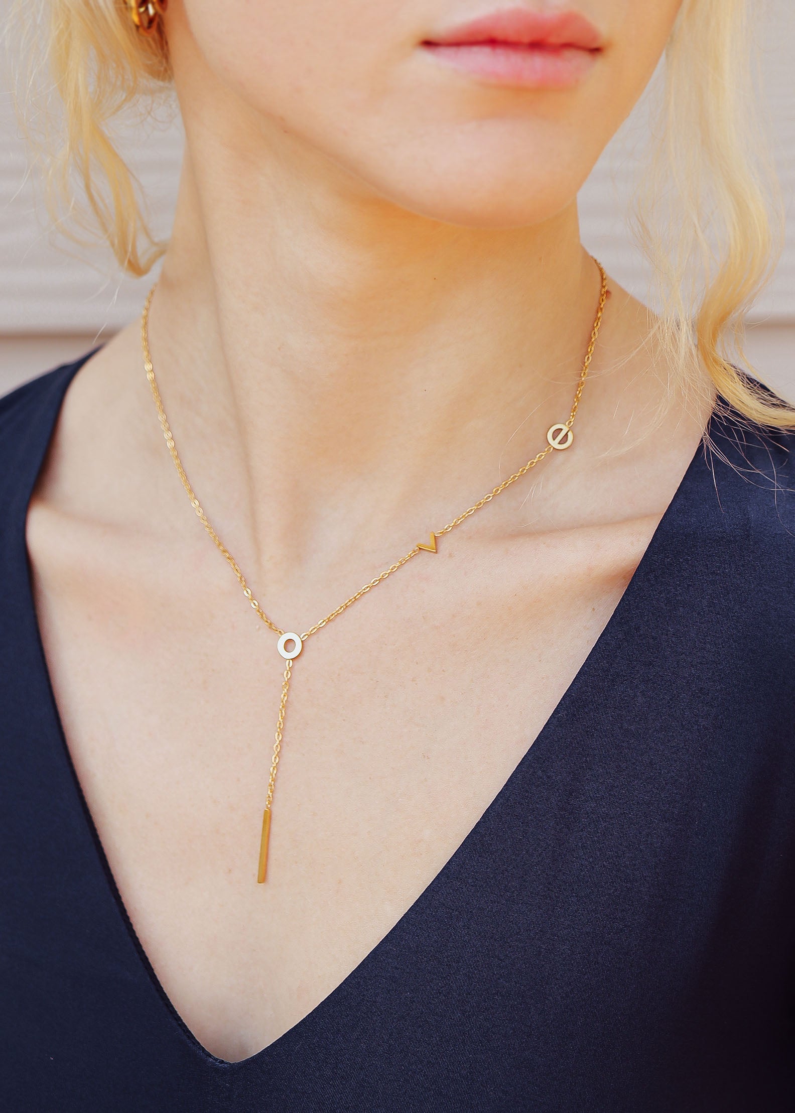 18K Gold PVD Stainless Steel LOVE Lariat Necklace / CHN0054、mySite、dreamappss