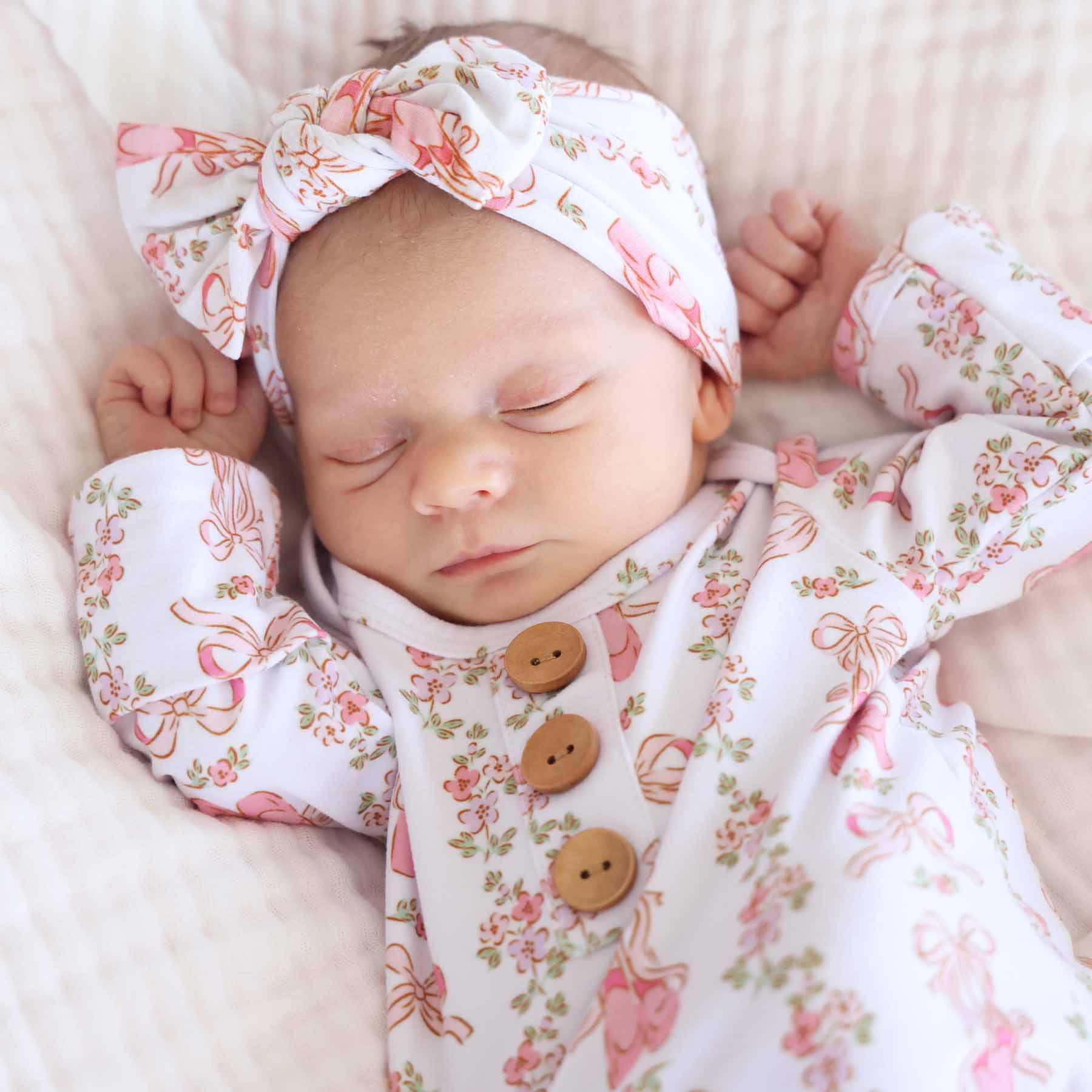  Ballet Blossoms Newborn Baby Knot Gown & Hat Set、mySite、layawaytickets