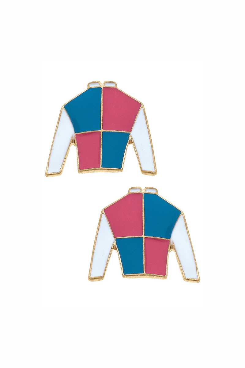 Sir Barton Jockey Silk Enamel Stud Earrings - FINAL SALE、mySite、hinf8tx79