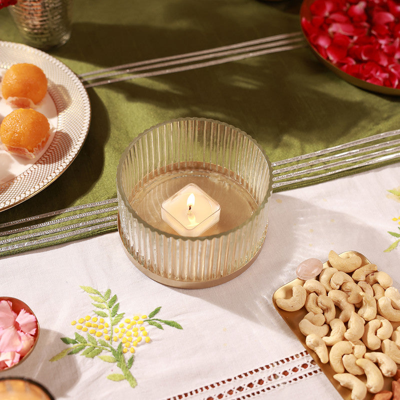 Glass Tealight Candle Holder | Clear & Gold、mySite、camillekostekn