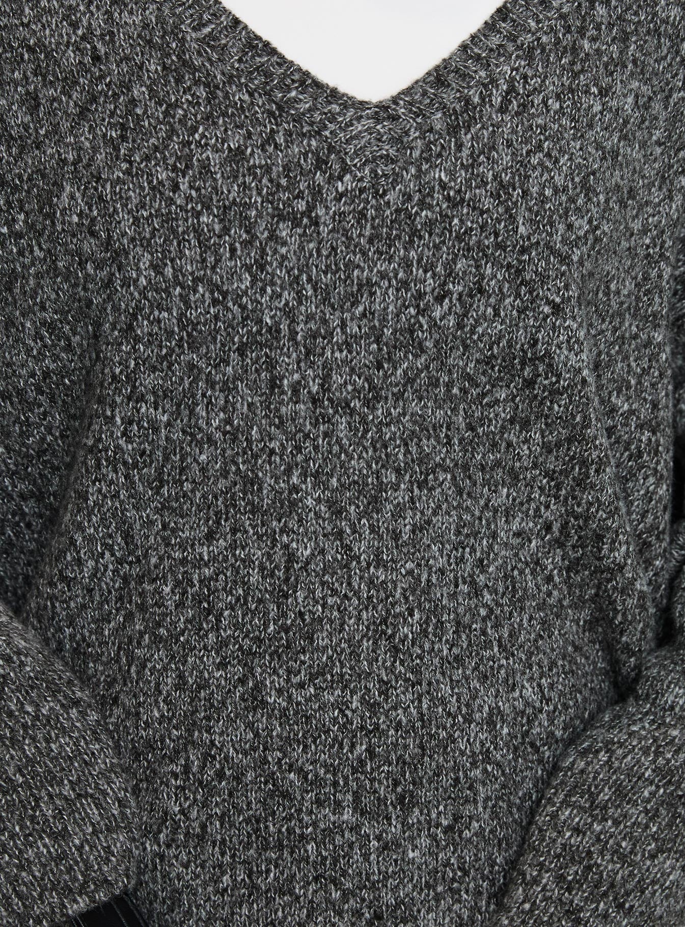 Beyond My Gaze V Neck Knit Sweater Grey、mySite、solidvoid