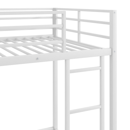 Full over Full Metal Bunk Bed, Low Bunk Bed with Ladder, Black(Old SKU:MF197034AAB)、、casual
