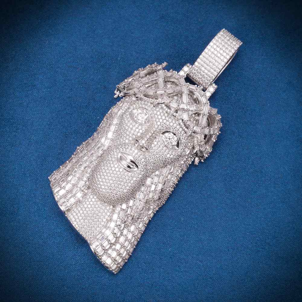 Moissanite Emerald Cut Cluster Jesus Pendant 14K Gold、mySite、hinf8tx79