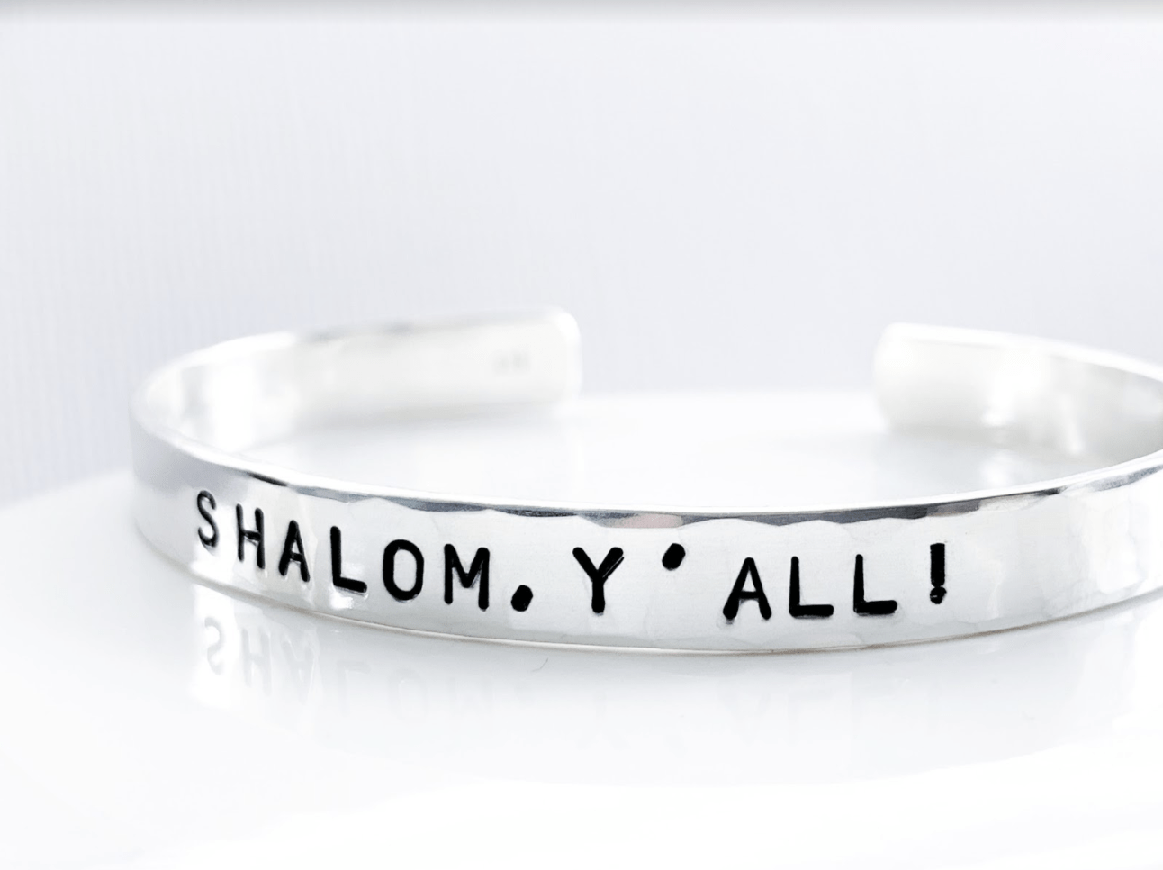 Shalom Y'all! Hammered Cuff Bracelet - Sterling Silver、mySite、topwebapps
