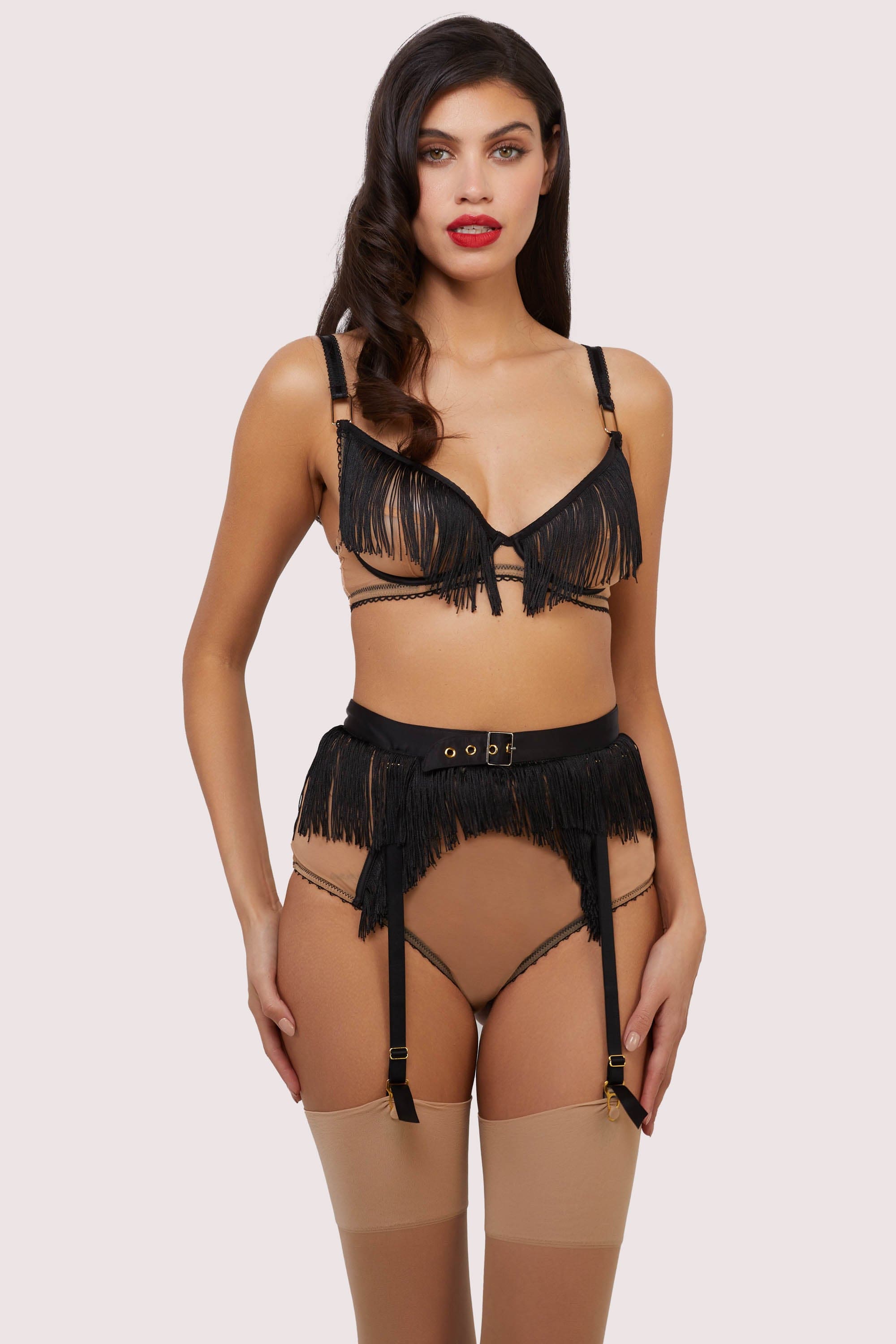 Esme Illusion Net and Fringe Push Up Plunge Set、mySite、bengalsvssteelers