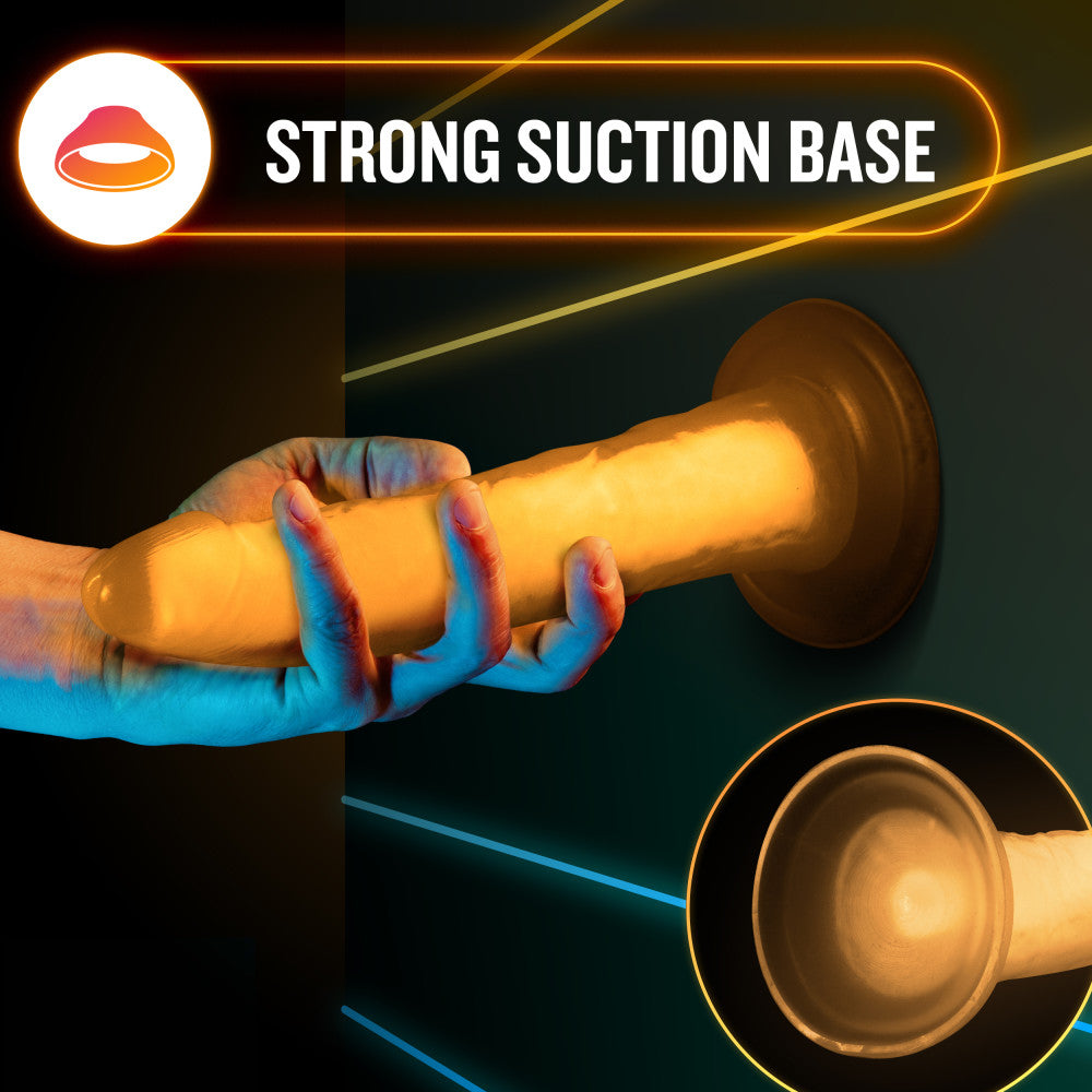 Neo Elite By Blush® | Lavo Glow In The Dark Neon Orange: 7.5-Inch Long Dildo - Made with Purio™ Silicone & SensaFeel® Dual Density Realistic Technology、mySite、bottomscart